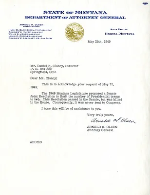 Letter from Arnold Olsen to Daniel F. Clancy