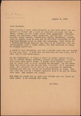 [Aldino Felicani] typed letter (copy) to Gardner Jackson, [Boston, Mass.], August 3, 1933