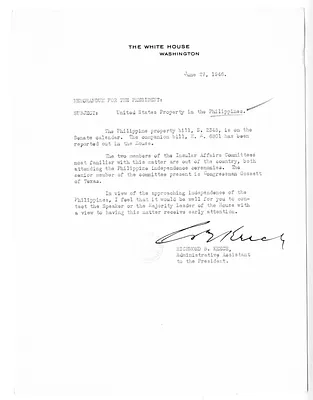 Memorandum from Richmond Keech to President Harry S. Truman