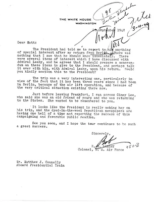 Letter from Colonel Robert B. Landry to Matthew Connelly