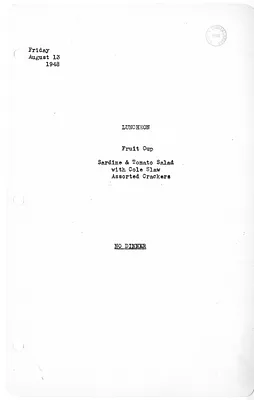 White House Luncheon Menu