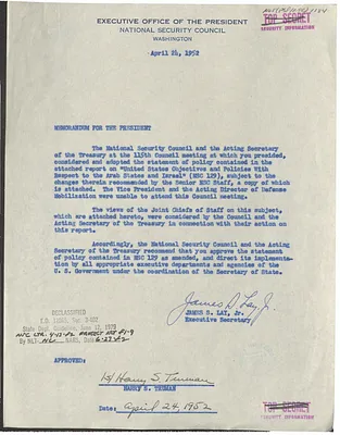 Memorandum from James S. Lay, Jr. to President Harry S. Truman
