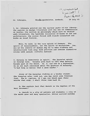 Dr. Schregle, Oberburgermeister of Ansbach, interview notes