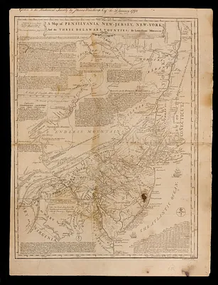 A map of Pensilvania, New-Jersey, New-York, and the three Delaware counties