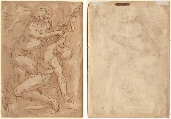 Apollo Flaying Marsyas (recto); Two Sketches of a Mother and Child (verso)