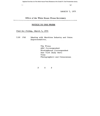 Pool for Friday, March 7, 1975 [Pool Assignments]