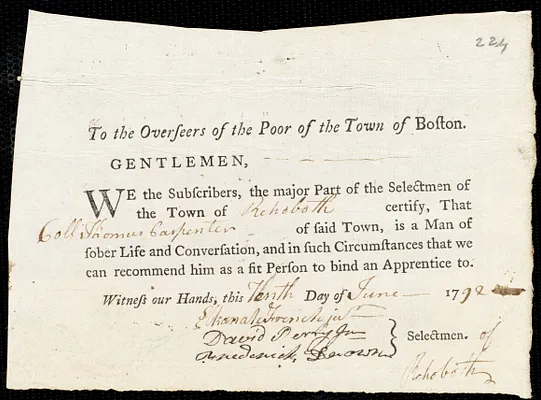 Mary Delay indentured to apprentice with Thomas Carpenter, II of Rehoboth, 13 June 1792