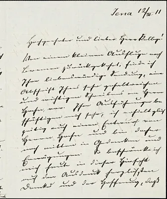 Eucken, Rudolf, 1846-1926 autograph letter signed to Hugo Münsterberg, Jena, 12 March 1911