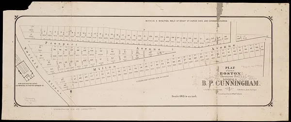Plat of lots in Boston (Dorchester Dist.) belonging to B.P. Cunningham