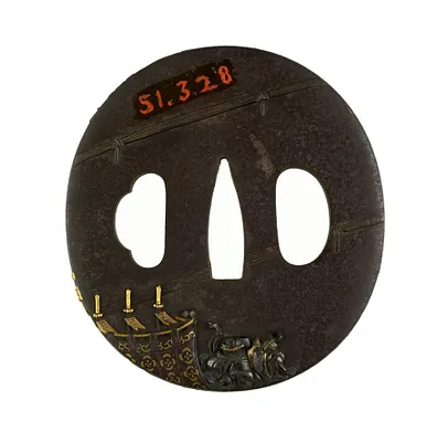 Tsuba with Horses and Court Attendants