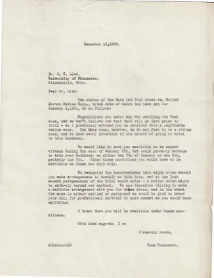 Letters Sent to S.C. Lind, December 19, 1930