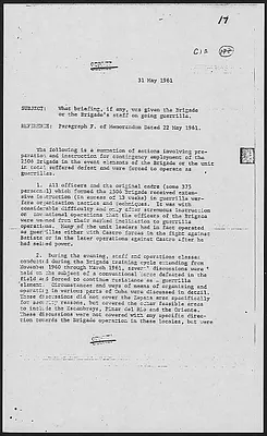 Annex No. 17 What Briefing if any was given the Brigade or the Brigade's Staff on Going Guerrilla