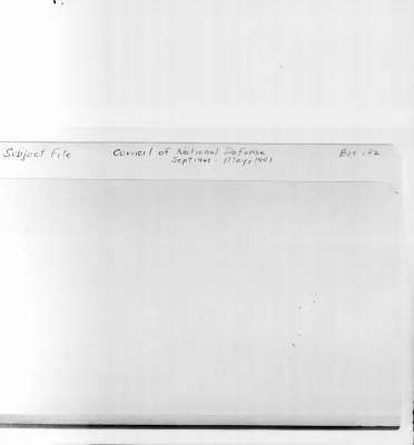 Council of National Defense, September 1940-May 1941