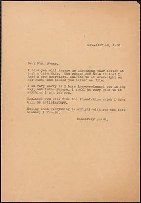 [Aldino Felicani] typed letter (copy) to [Elizabeth Glendower] Evans, [Boston, Mass.], October 15, 1932