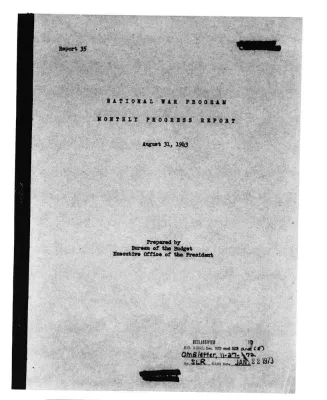 Bureau of the Budget- Progress reports on the National Defense Program, August 31, 1943