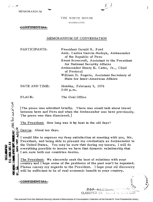 February 9, 1976 - Ford, Peru Ambassador Carlos Garcia-Bedoya