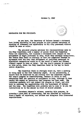 Memorandum from David Niles to President Harry S. Truman