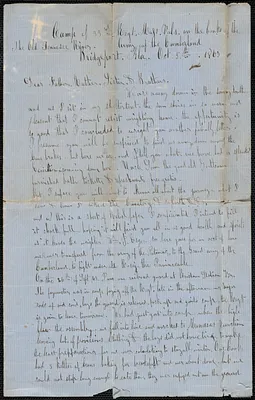 Letter from William Jubb, Bridgeport, Ala., to Thomas Jubb and family, West Chelmsford, Mass., October 5, 1863