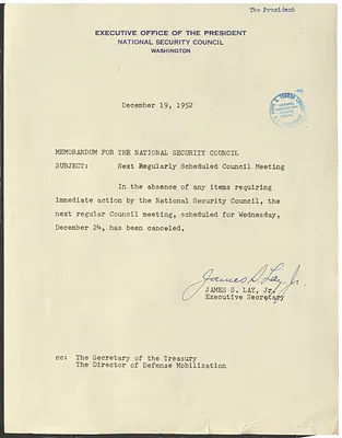 Memorandum from James S. Lay, Jr. to the National Security Council