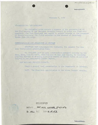 Memorandum for President Harry S. Truman