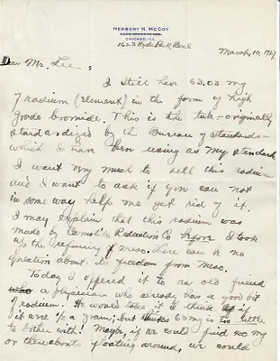 Letters Received to Mr. Lee [C.B. Lee], March 10, 1927