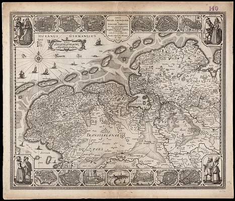 Tabula Frisiae, Groninghae, et Territory Embdensis nec non circum jacentium regionum puta Transisalaniae, Benthemiae, Westphaliae, et Oldenburgi, noviter summa cura et stidio edita