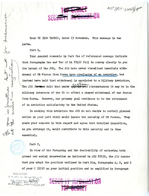 Memorandum Regarding Armistice Discussions
