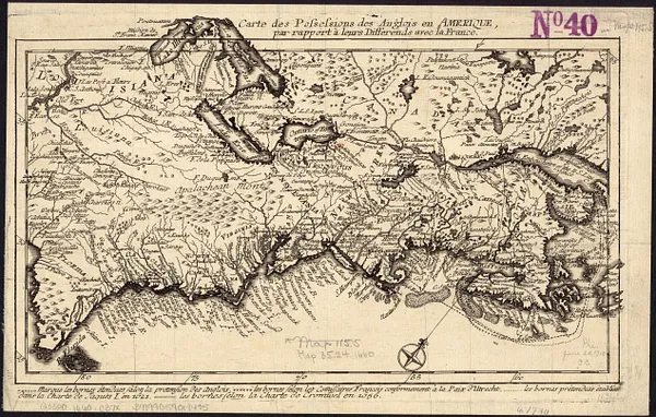 Carte des possessions des Anglois en Amerique, par rapport à leurs differends avec la France