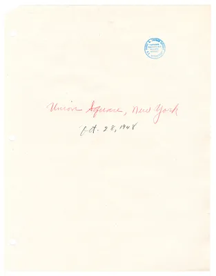 Reading Copy, Speech of President Harry S. Truman, Union Square, New York City