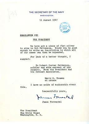 Memorandum from Secretary of the Navy James Forrestal to President Harry S. Truman