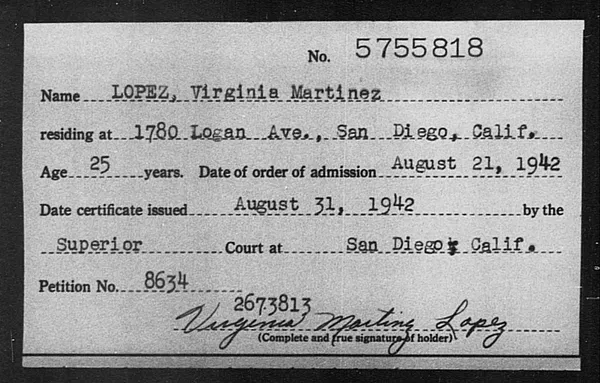 Lopez, Virginia Martinez - 1942