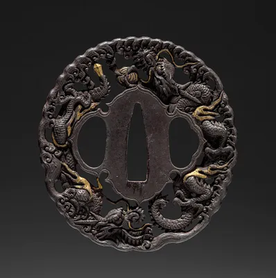 Sword Guard (Tsuba) with Dragons