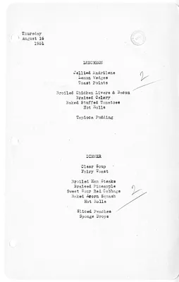 White House Luncheon and Dinner Menu