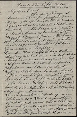 Letter from S.D. Burchard, New York, to an Editor, November 24