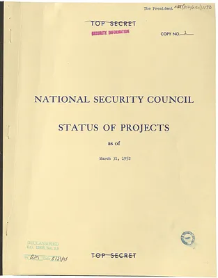 Report, National Security Council Status of Projects