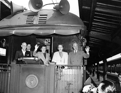 Truman Family Waving From the Train