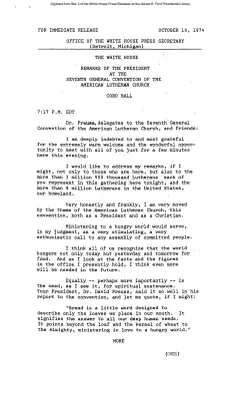 Remarks of the President at the Seventh General Convention of the American Lutheran Church [Ford Speech or Statement]