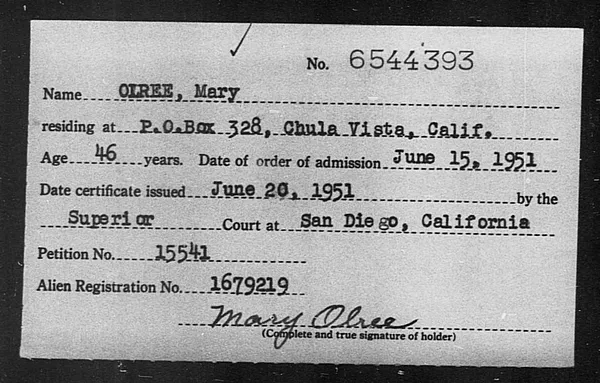 Olree, Mary - 1951