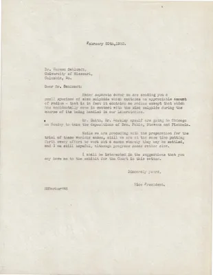 Letters Sent to Dr. Herman Schlundt, February 20, 1930