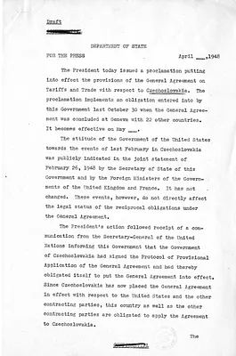Draft Press Release from the Department of State