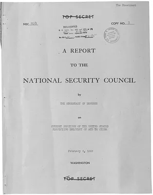National Security Council Report 22/3, Report to the National Security Council by the Secretary of Defense on Current Position of the United States Respecting Delivery of Aid to China