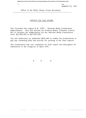 President Signs H.R. 12193, National Study Commission Authorization [Signing Statements and Announcements]