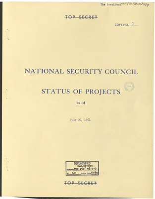 Report, National Security Council Status of Projects