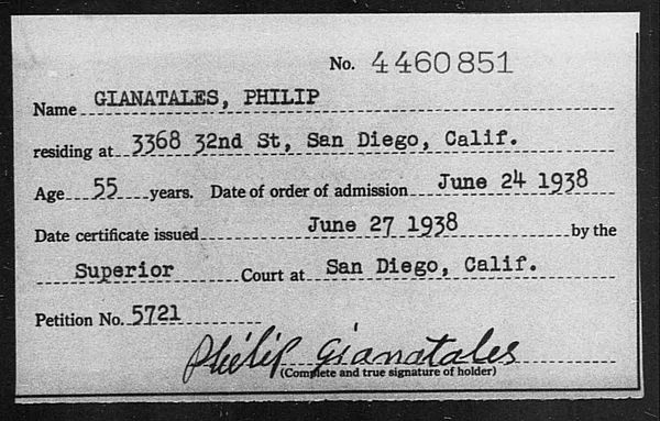 Gianatales, Philip - 1938