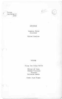 White House Luncheon and Dinner Menu