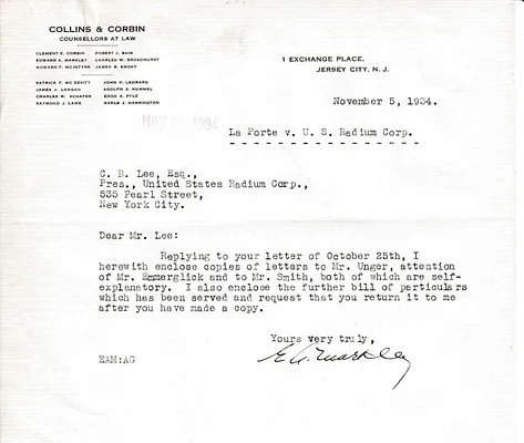 Letters Received to C.B. Lee, November 5, 1934