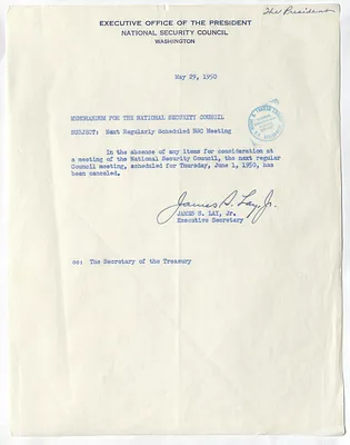 Memorandum from James S. Lay, Jr. to the National Security Council