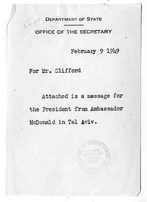 Telegram from James McDonald to Secretary of State Dean Acheson, with Note