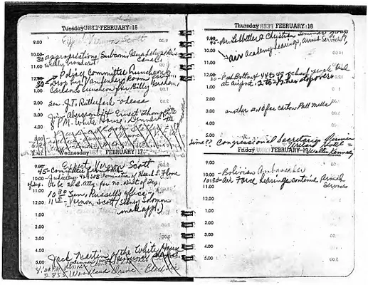Lyndon Johnson's 1954 Desk Diary II, beginning 2/16/1954