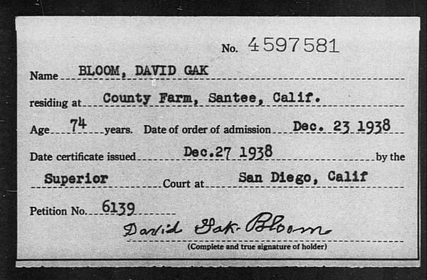 Bloom, David Gak - 1938